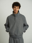 Retro 21 High Neck Fleece Sweatshirt in Gray - On Model