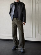 Roolrren Homme Moleskin Double Knee Pants in Olive - On Model