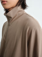 ROYA Liquid Ammonia Pima Cotton Zip Jacket in Beige - Detail