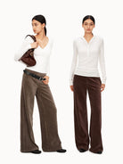 PUKI High Stretch Corduroy Trousers in Brown - On Model