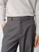 ROYA Tencel Wool Blend Suit Trousers in Gray - On Model