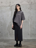 NANS Heavyweight Washed Graphic Tee in Gray - On Female Model