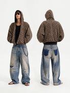 MasonPrince Reversible Leopard Hooded Jacket in Black - On Model