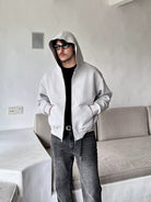 Roolrren Homme Cotton Air Layer Zip Hoodie in Gray