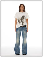 FaxCopyExpress Elephant Print Cotton Modal Tee in White - On Model