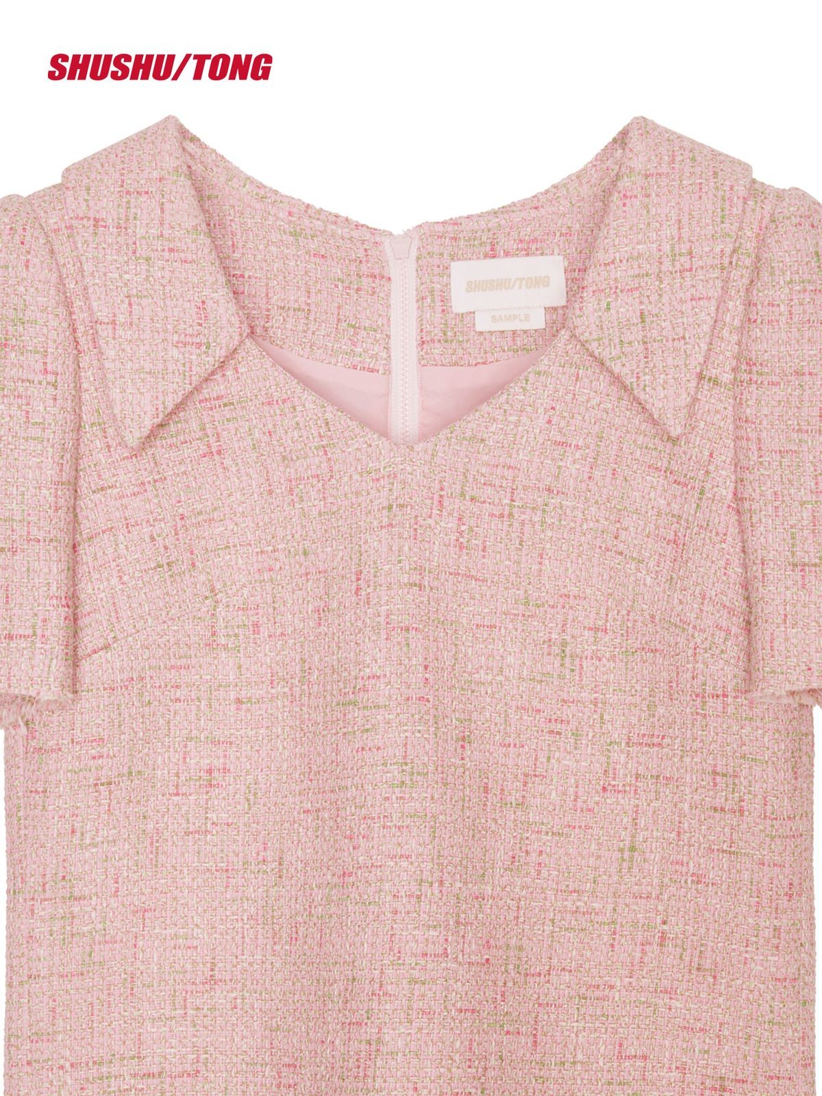 SHUSHU/TONG Heart Collar Cotton Blend Blouse in Pink