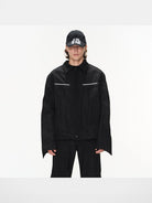 BLINDNOPLAN 3D Pleated Panel Jacket in Black - On Model