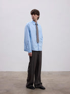 AFterTaste Double Collar Cotton Shirt in Sky Blue - On Model