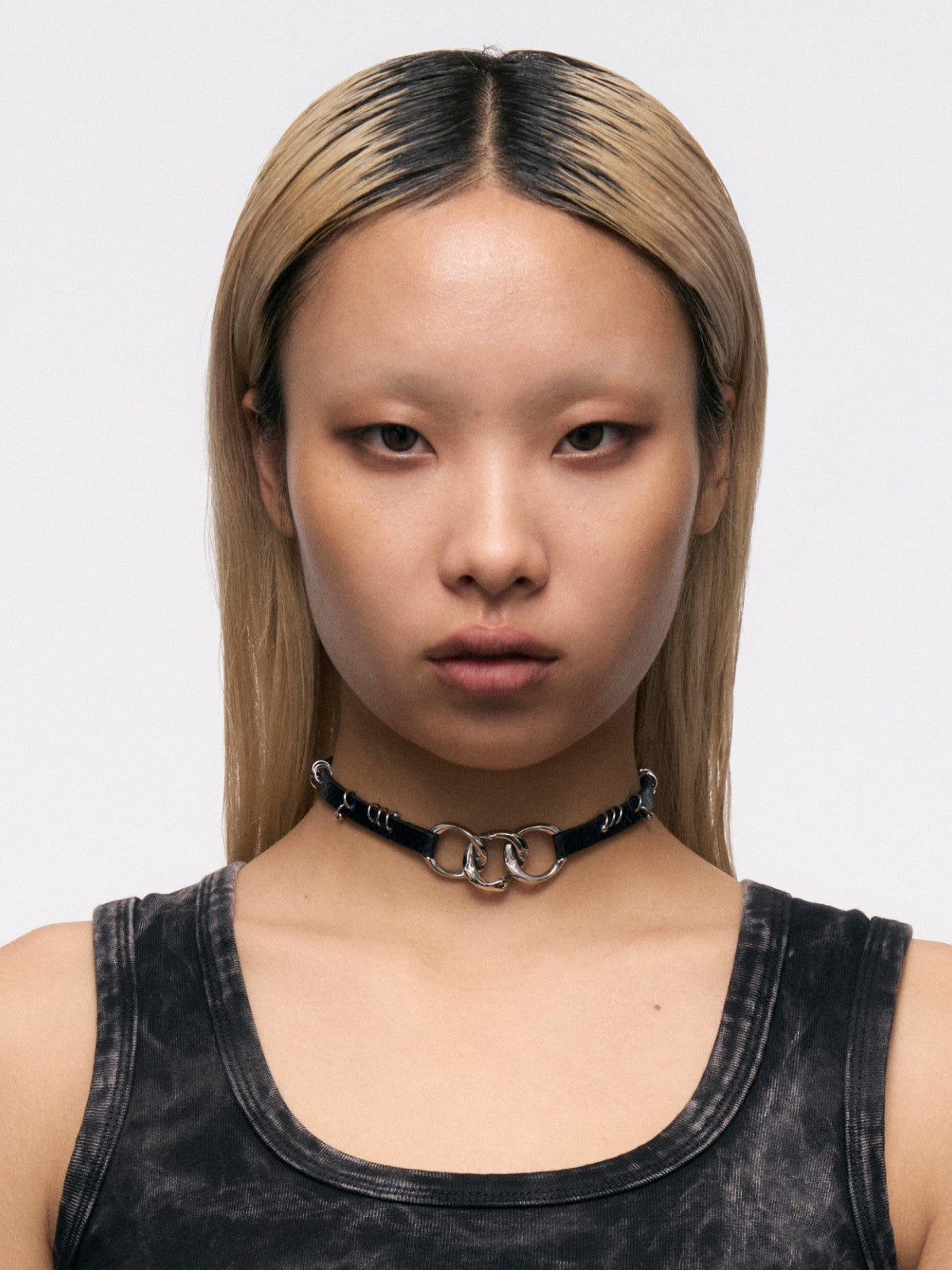 BLACKHEAD Three Snakes Piercing Choker in Black - On Model
