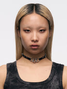 BLACKHEAD Three Snakes Piercing Choker in Black - On Model