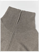 RandomPiece Merino Wool Draped Zip Cardigan in Beige - Detail