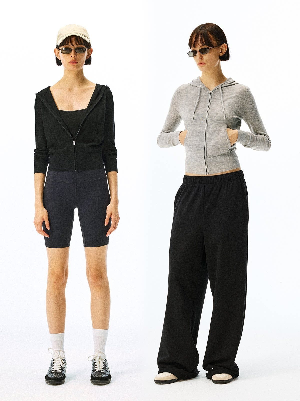 Alright then Zip Up Merino Wool Hoodie in Black - On Model