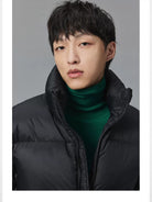 NANS Heavyweight Nylon Down Puffer in Black - On Model