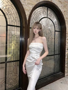 1S STUDIO Acetate Satin Mermaid Gown in White
