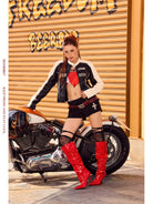 BeerBro Padded Faux Leather Moto Jacket in Black - On Model