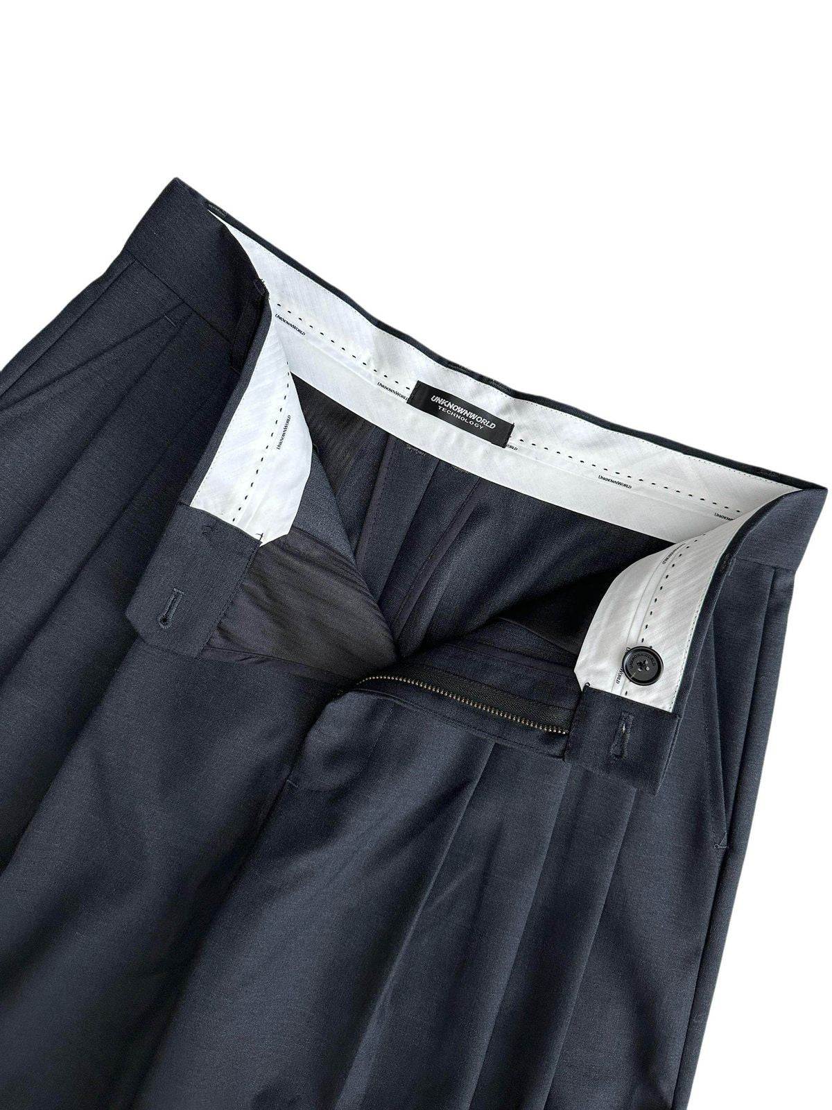 UNKNOWNWORLD Triple Pleated Wool Blend Trousers in Gray