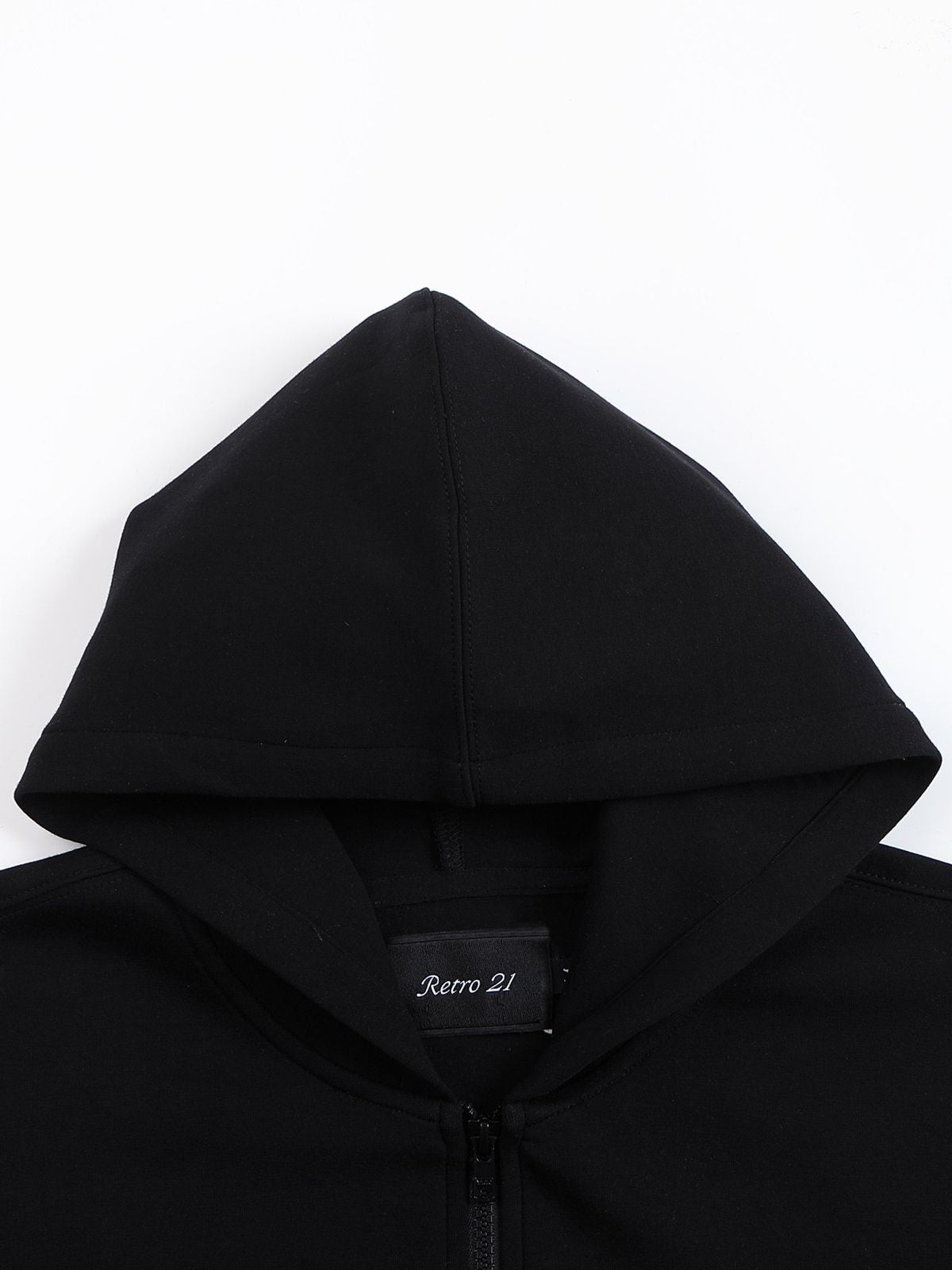 Retro 21 Boxy Air Layer Zip Up Hoodie in Black - Detail