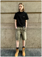 VLABMADE Heavyweight Distressed Print Pocket Tee in Black