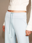 PUKI Lyocell Wide Leg Drawstring Trousers in Sky Blue - On Model