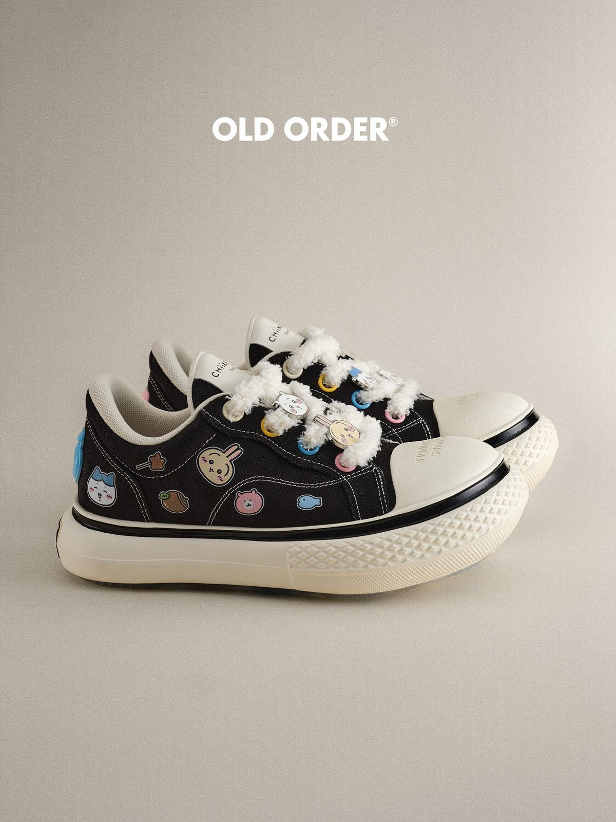 OLDORDER Chiikawa Platform Canvas Sneakers in Black