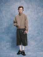 SOD Wool Blend Houndstooth Track Jacket in Khaki - On Model