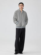 Simple Project Air Layer Zip Up Hoodie in Gray - On Male Model