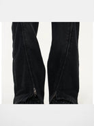 BLINDNOPLAN Washed Multi Zipper Split Panel Jeans in Gray - On Model