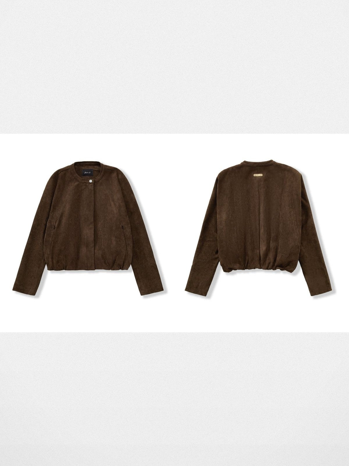 Retro 21 Faux Suede Batwing Balloon Jacket in Brown