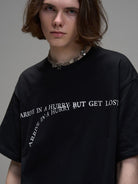 LOSTCTRL Withered Letters Heavyweight T Shirt in Black - On Model