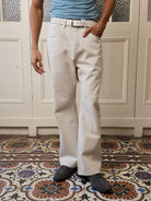 Retro 21 Light Khaki Micro Flare Jeans in Khaki - On Male Model