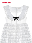 SHUSHUTONG Tiered Lace Babydoll Dress in White