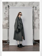 Nans Handmade Double Faced Wool Coat in Gray - On Female Model