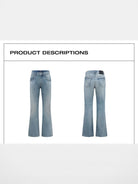 RARELY ALIKE Mid Rise Asymmetric Hem Flared Jeans in Sky Blue