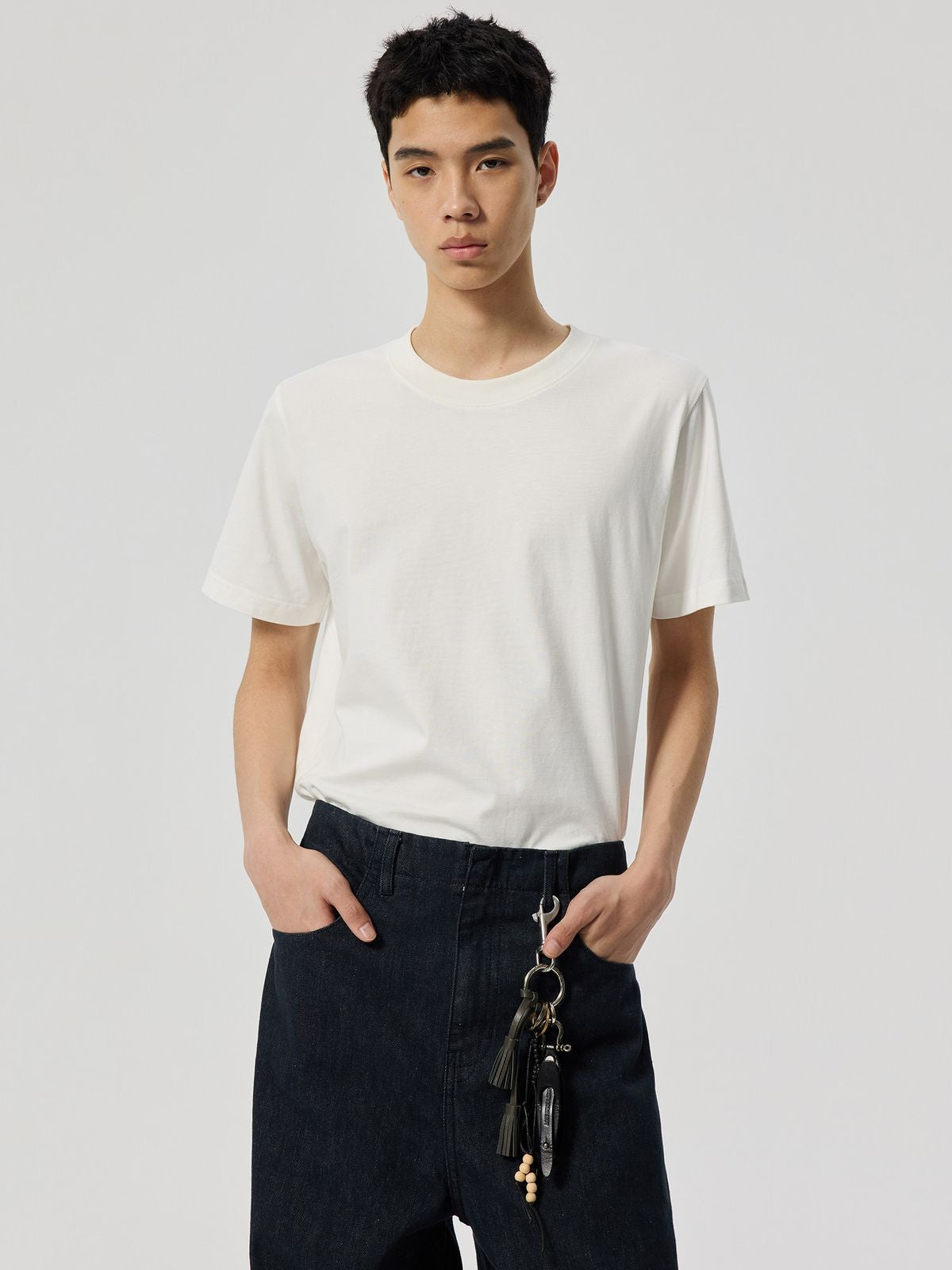 Simple Project Pure Cotton Daily T Shirt in White - On Model