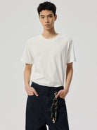 Simple Project Pure Cotton Daily T Shirt in White - On Model