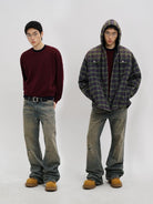 MasonPrince Mock Layer Wool Blend Sweater in Burgundy - On Male Model