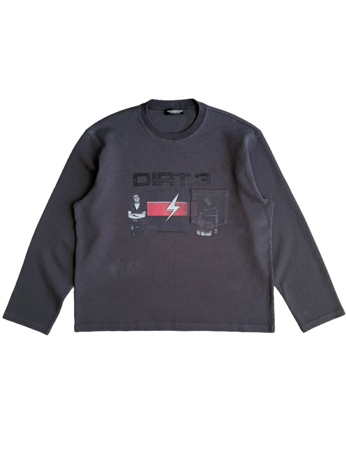 UNKNOWNWORLD Throbbing Gristle Waffle Sweatshirt in Dark Gray