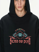 BLINDNOPLAN Faux Two Piece Graphic Hoodie in Black - On Model