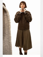 PUKI Textured Wool Blend Jacket in Brown - On Model