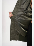 THELIGHT OFFICIAL Oversized Nylon Bomber Jacket in Olive - Detail