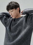 NANS Heavyweight Oversized Merino Crewneck in Gray - On Model