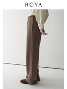 ROYA Merino Wool Blend Zip Hoodie in Oatmeal - On Female Model