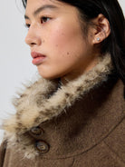 Simple Project Leopard Collar Double Faced Wool Coat in Brown - Detail