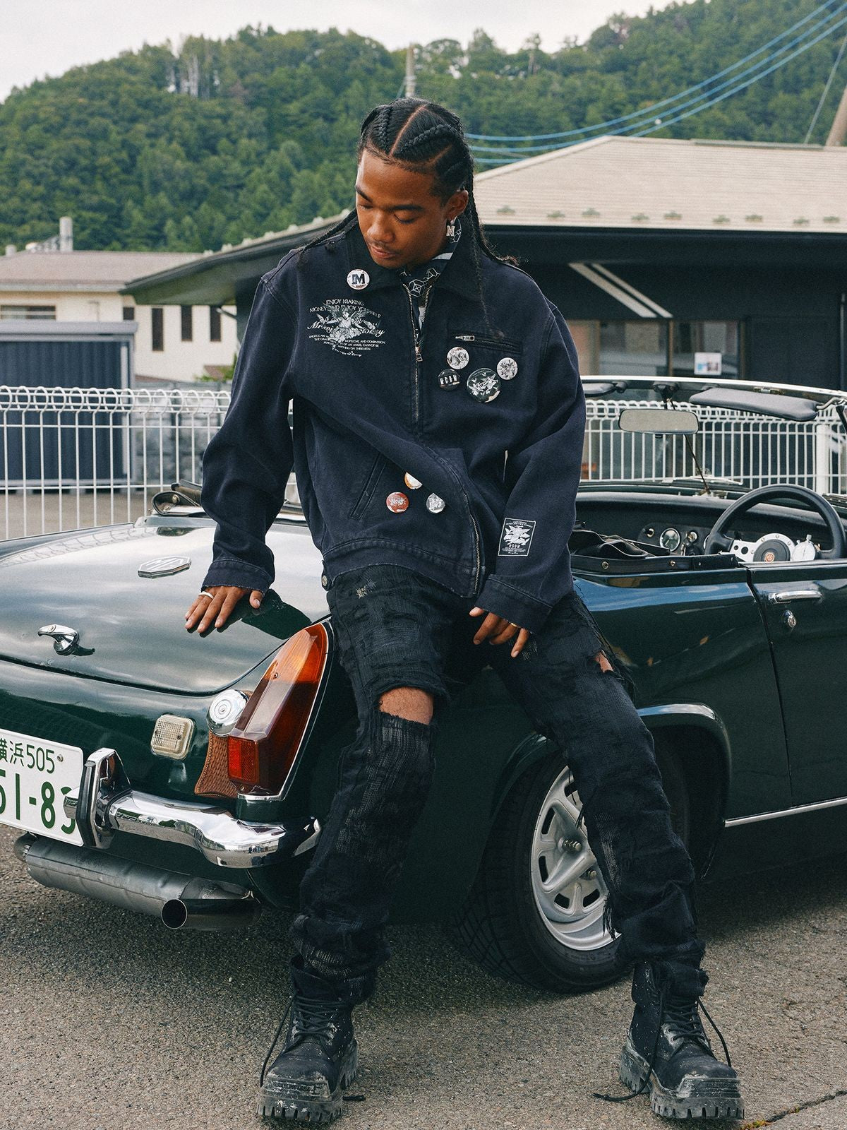 MEDM Angel Dove Detroit Jacket in Gray - On Model