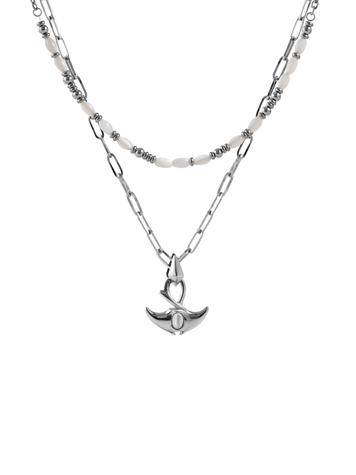 BLACKHEAD Double Layer Manta Ray Necklace in Silver