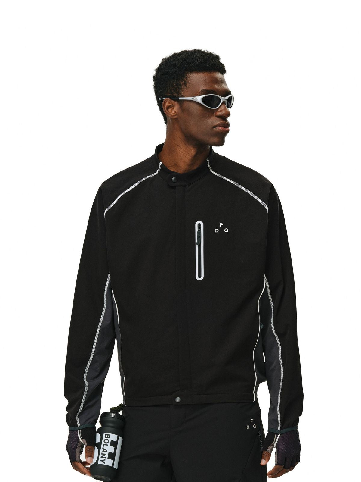 FPA Contrast Stitch Tech Jacket in Black - On Model