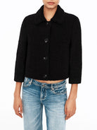 PUKI Cropped Tweed Jacket in Black - On Model