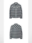 SOD Embroidered Plaid Western Shirt in Gray