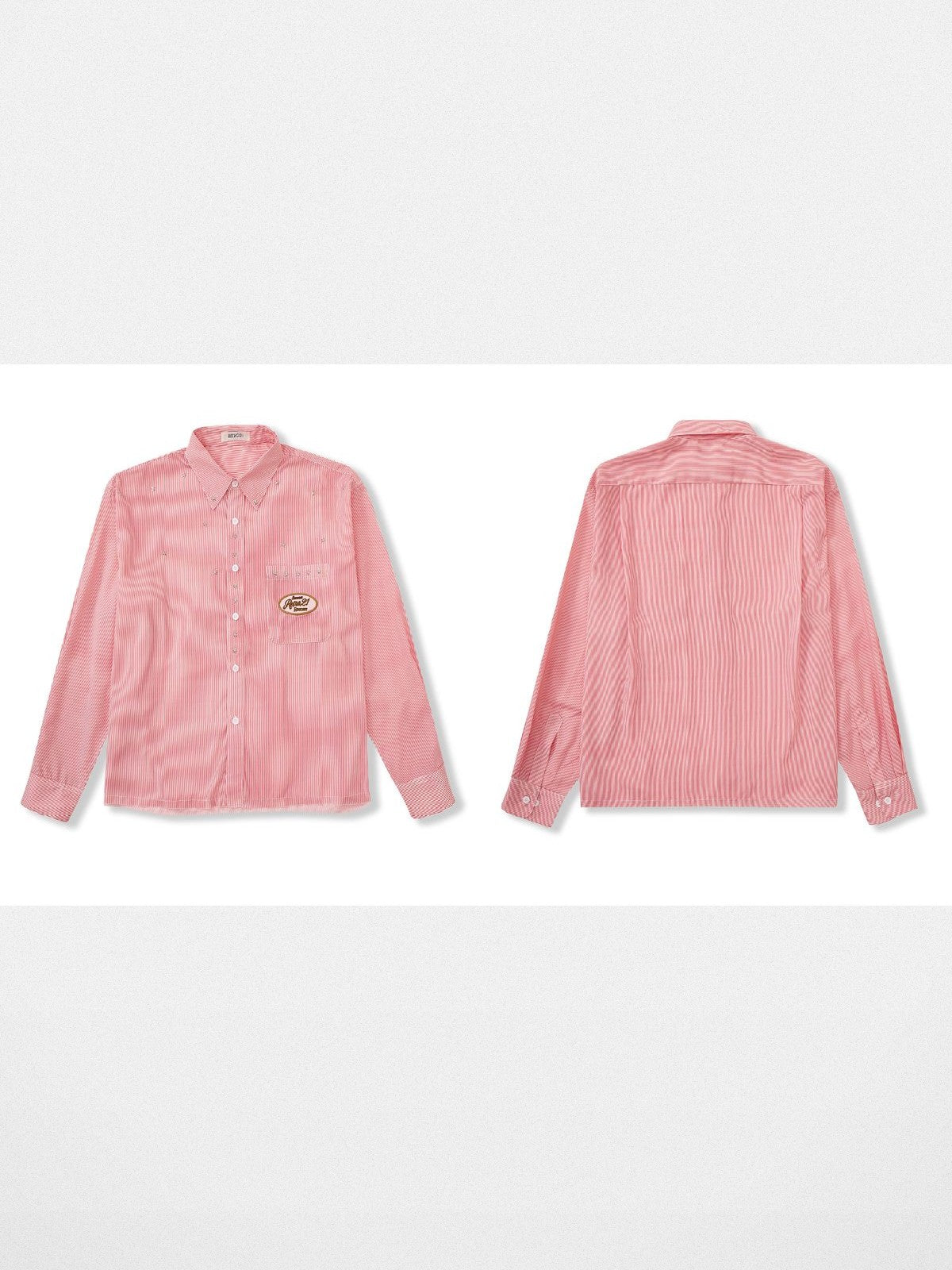 Retro 21 Star Studded Striped Cropped Shirt in Pink