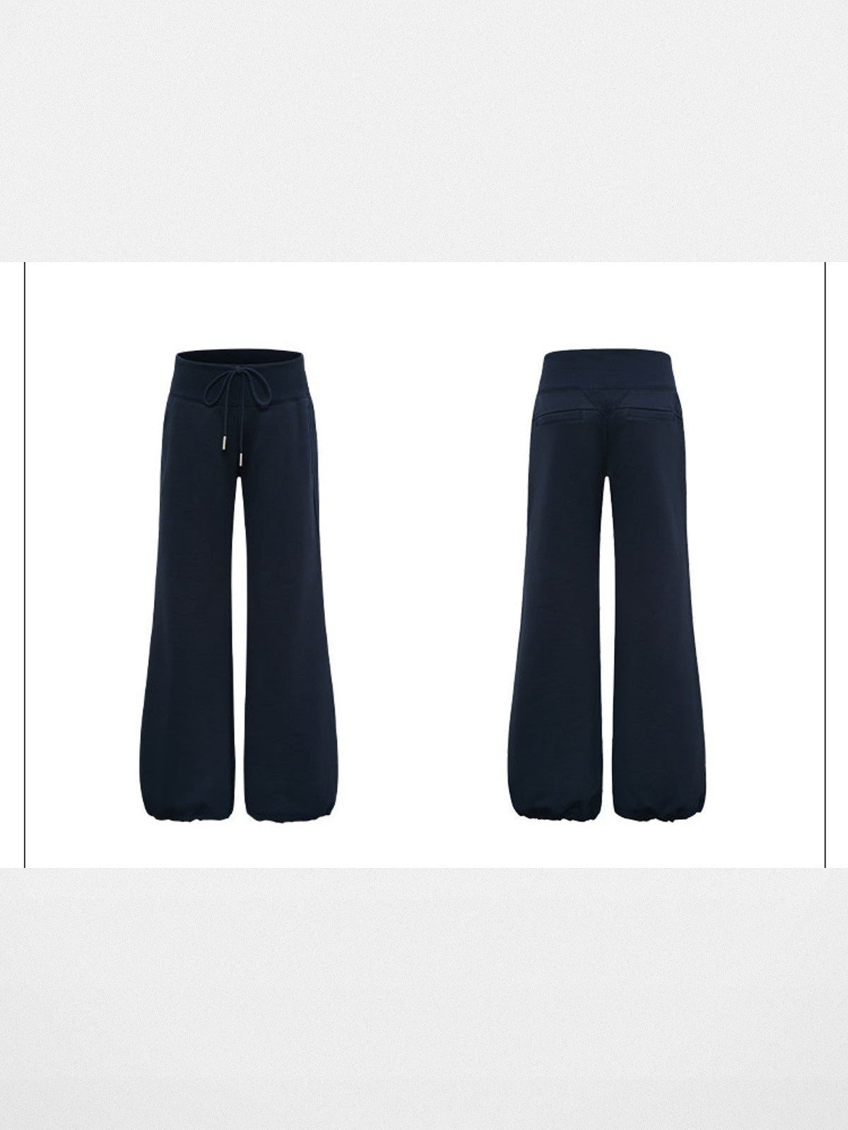 RARELY ALIKE Ribbed Waist Cinchable Flare Pants in Navy